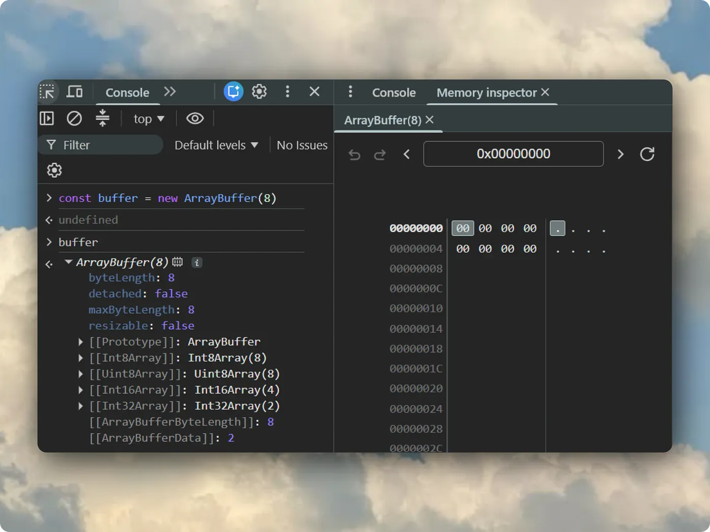 Devtools and Memory inspector